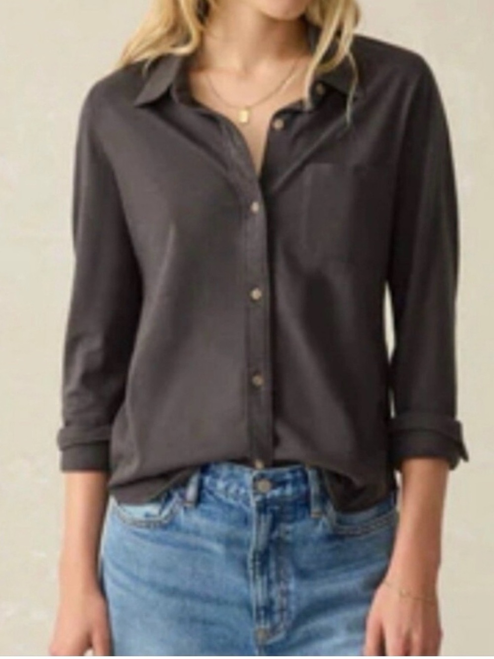 Lucky Brand Grey Button-Down Shirt